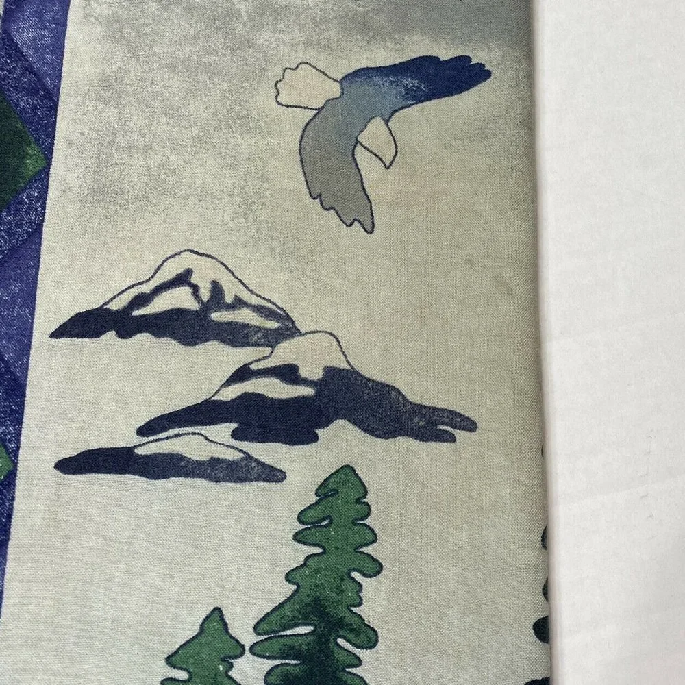 2 Vintage 1970s Lodge Log Cabin Pillowcases Flannel Deer Hunting Shams Retro